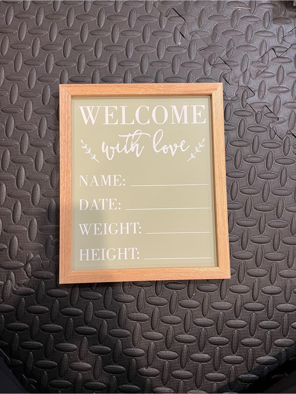 Welcome With Love Nursery Announcement Sign - Sage Green